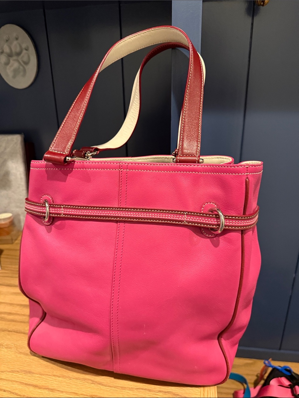 Coach Pink Tote with Brown Handles - Picture 2 of 8